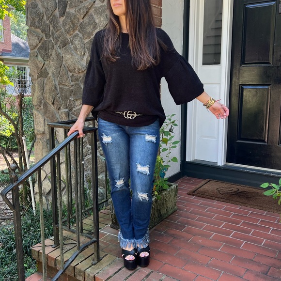 07 Boho Balloons long Sleeves Relax Fit Sweaters Top - Picture 2 of 8